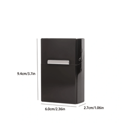 B-01-Black portable cigarette case with magnetic closure, holds 20 cigarettes for men