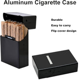 B-01-Black portable cigarette case with magnetic closure, holds 20 cigarettes for men