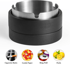 C01:Cute Ashtrays for Cigarettes Ash Tray with Lid Wooden Ashtray with Stainless Steel