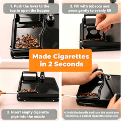 A-01:Cigarette Rolling Machine, Manual Tobacco Rolling Machine Metal Material, 8mm/6.5mm Nozzle Options