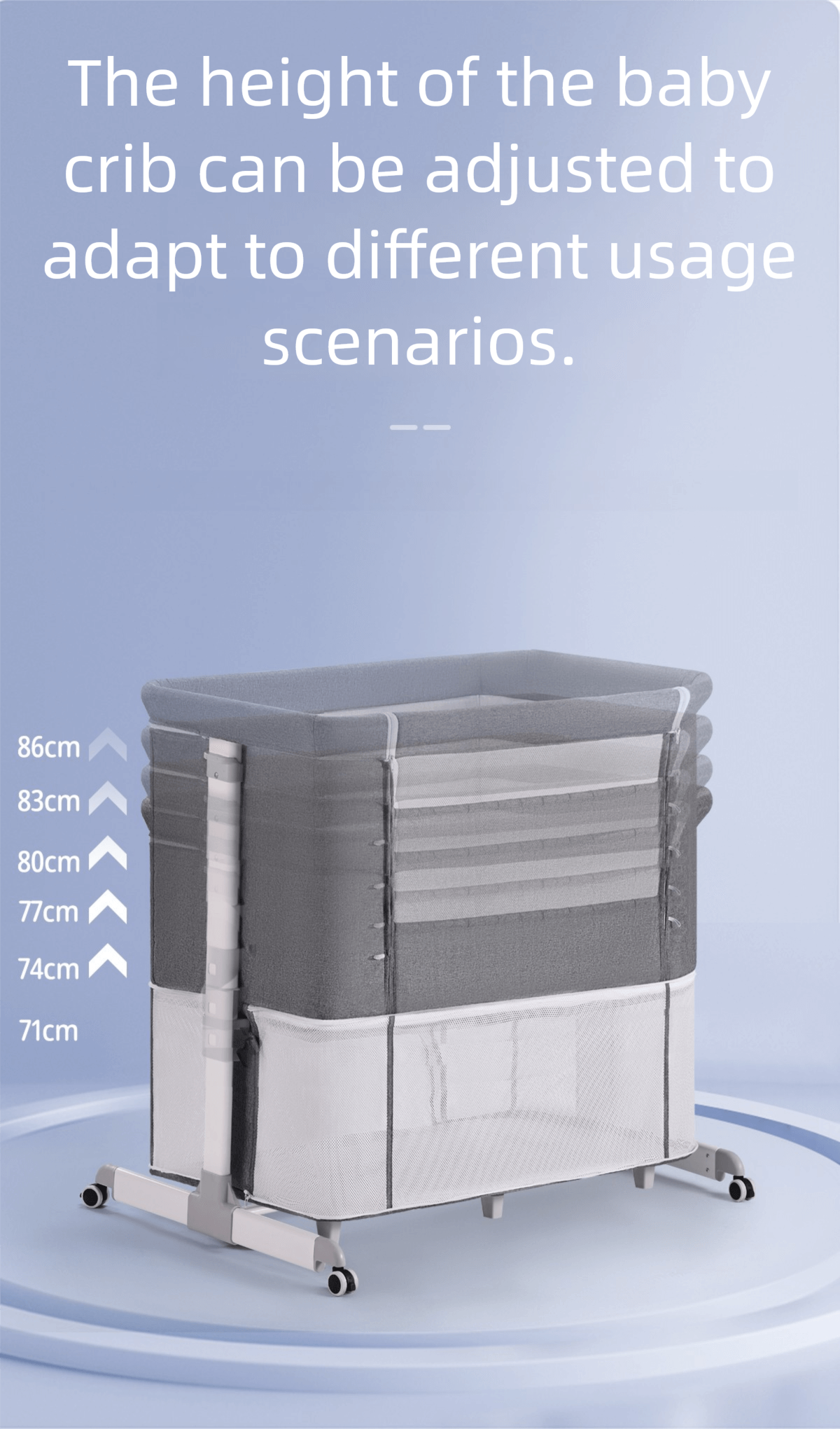 Cuna de bebé junto a la cama